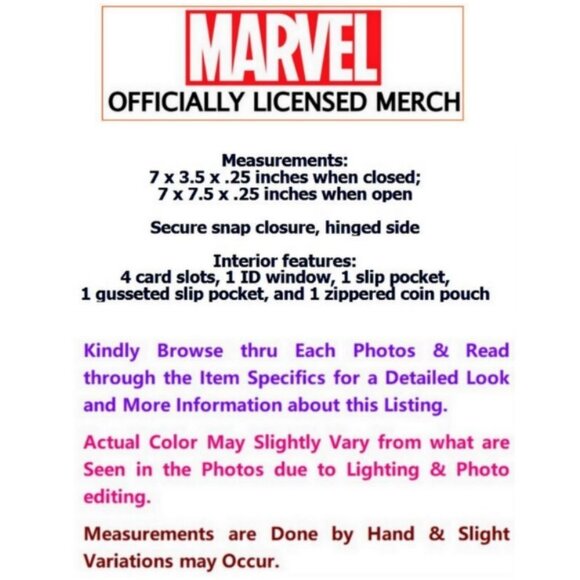 Bio-World Marvel MONSTER UNLEASHED Women Hinged Card Case WALLET - NWT - Picture 7 of 7